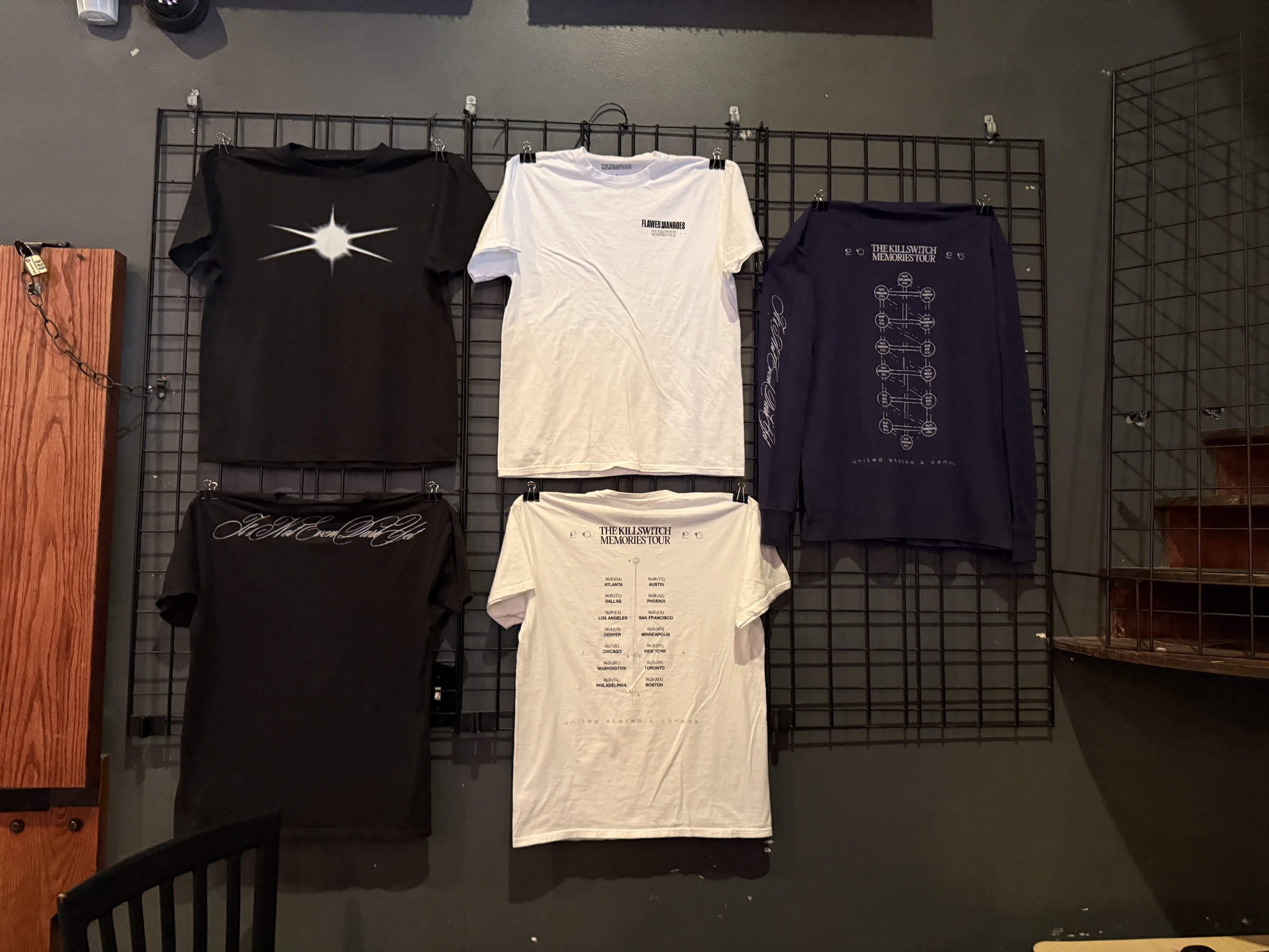 Tour merch wall — Killswitch Memories tour